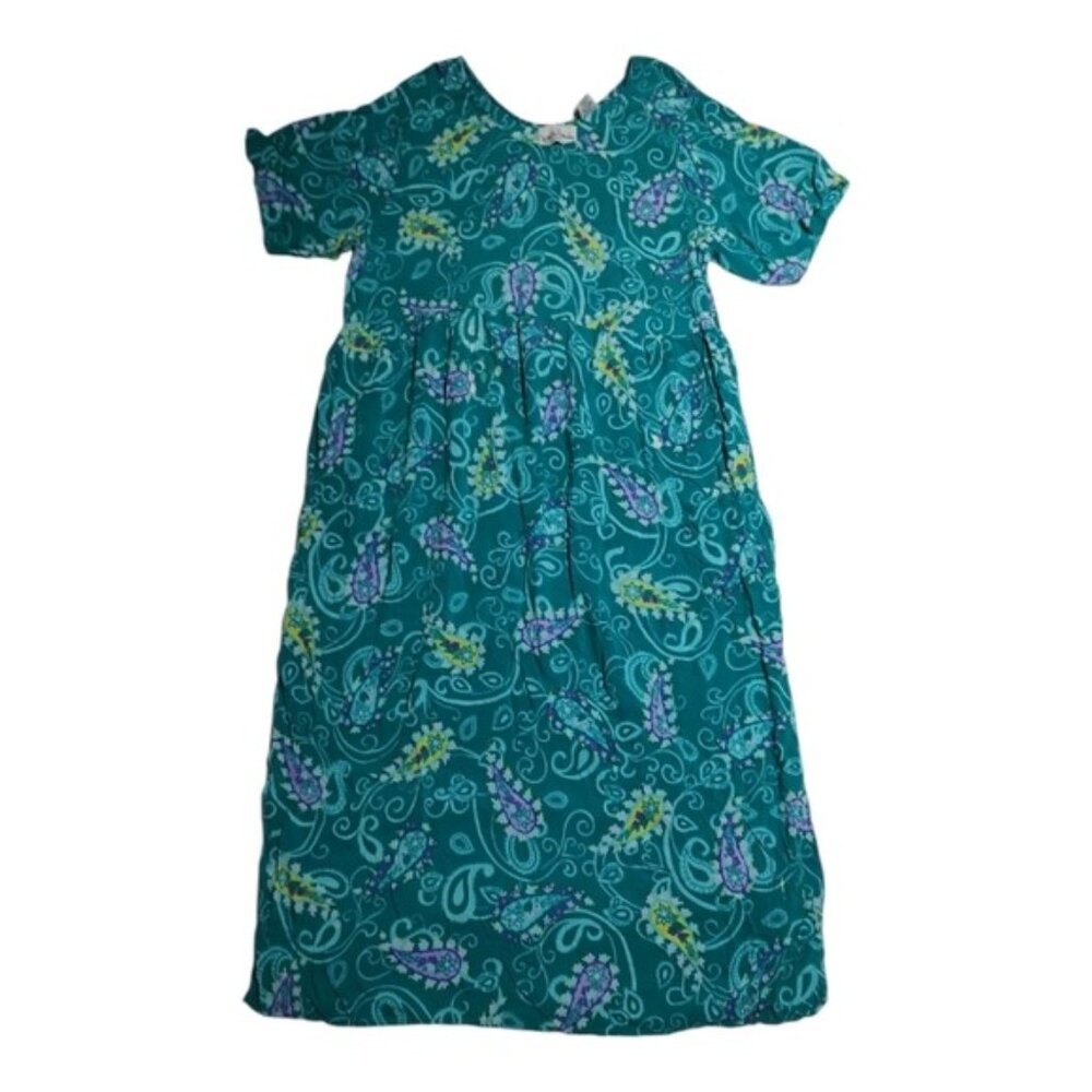 Vintage Diane von Furstenberg Color Authority Teal Paisley Dress 1X/2X